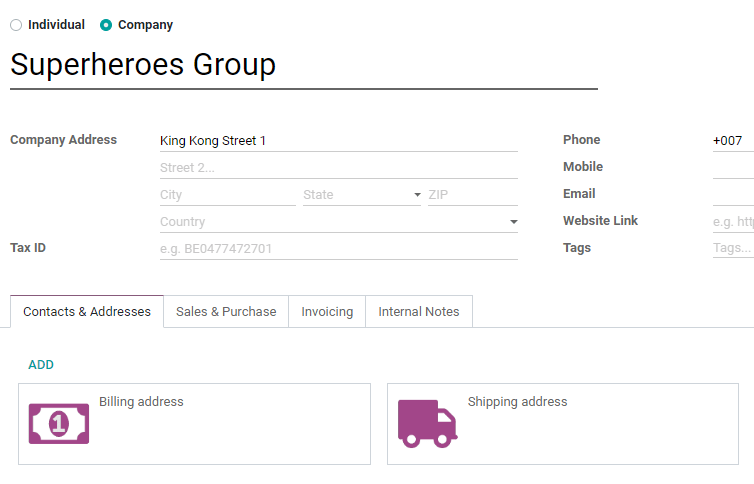 How to manage different customer addresses on Odoo Sales?
