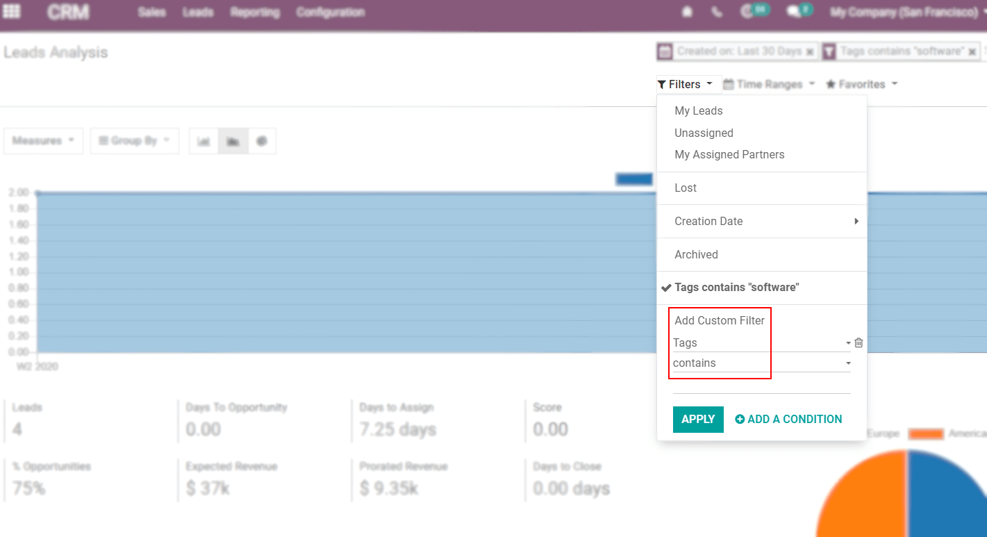 Apply tags to create reports in Odoo