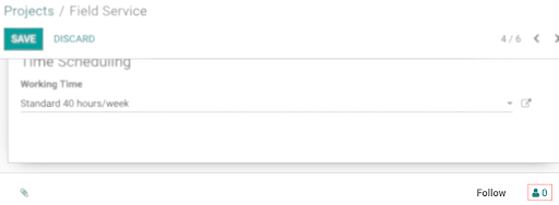 Click on the follower icon to add followers to a project in Odoo Project