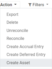Create Asset Entry from a journal item in Odoo Accounting