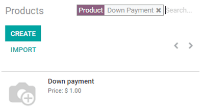 Creation of a down payment product on Odoo Sales