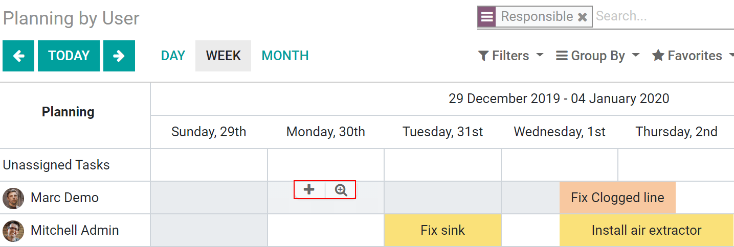 Manage employees' schedules in Odoo Field Service