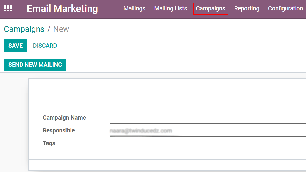 manage campaigns in Odoo Email Marketing