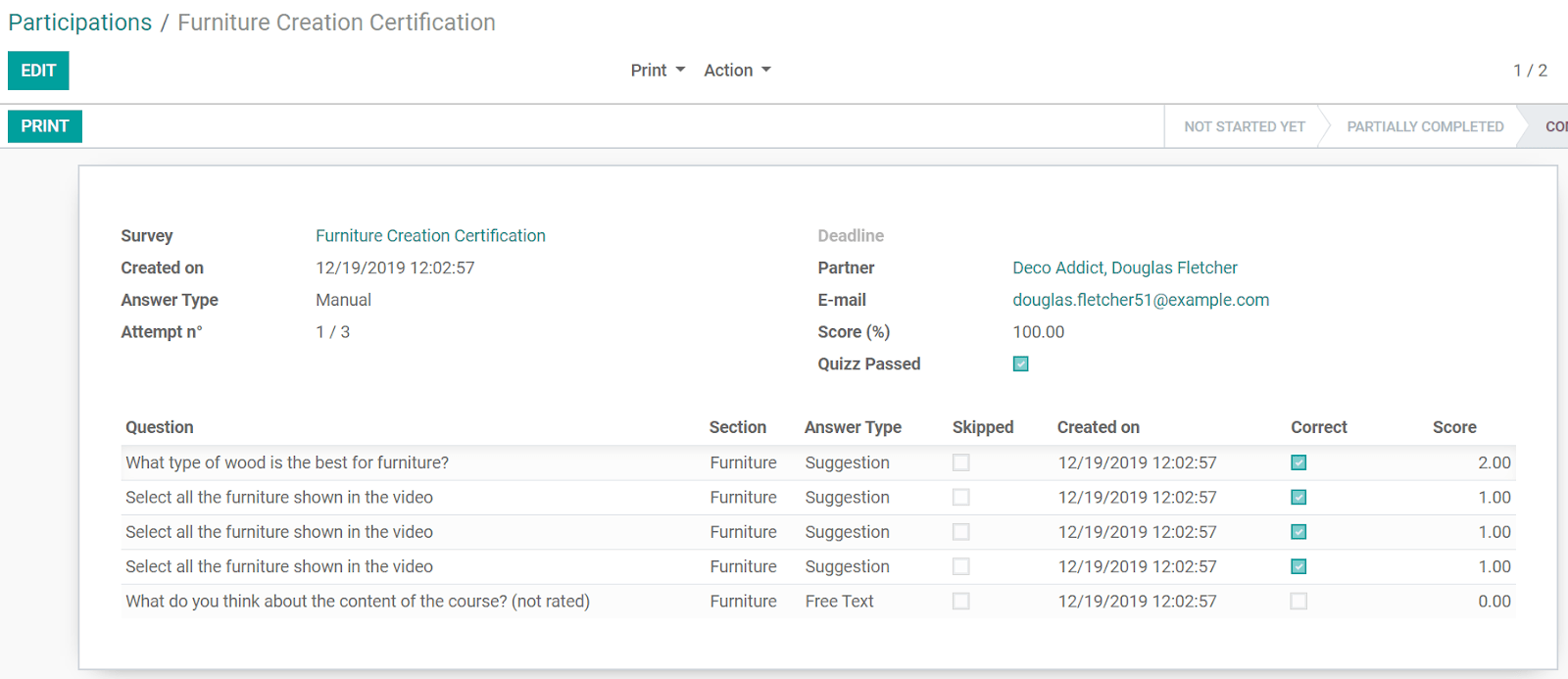 Create surveys with Odoo Survey application